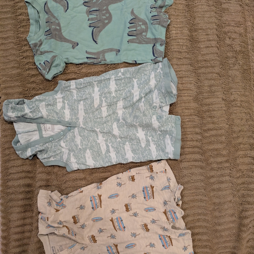 Carter's Green and Cream Kids One Pieces Set